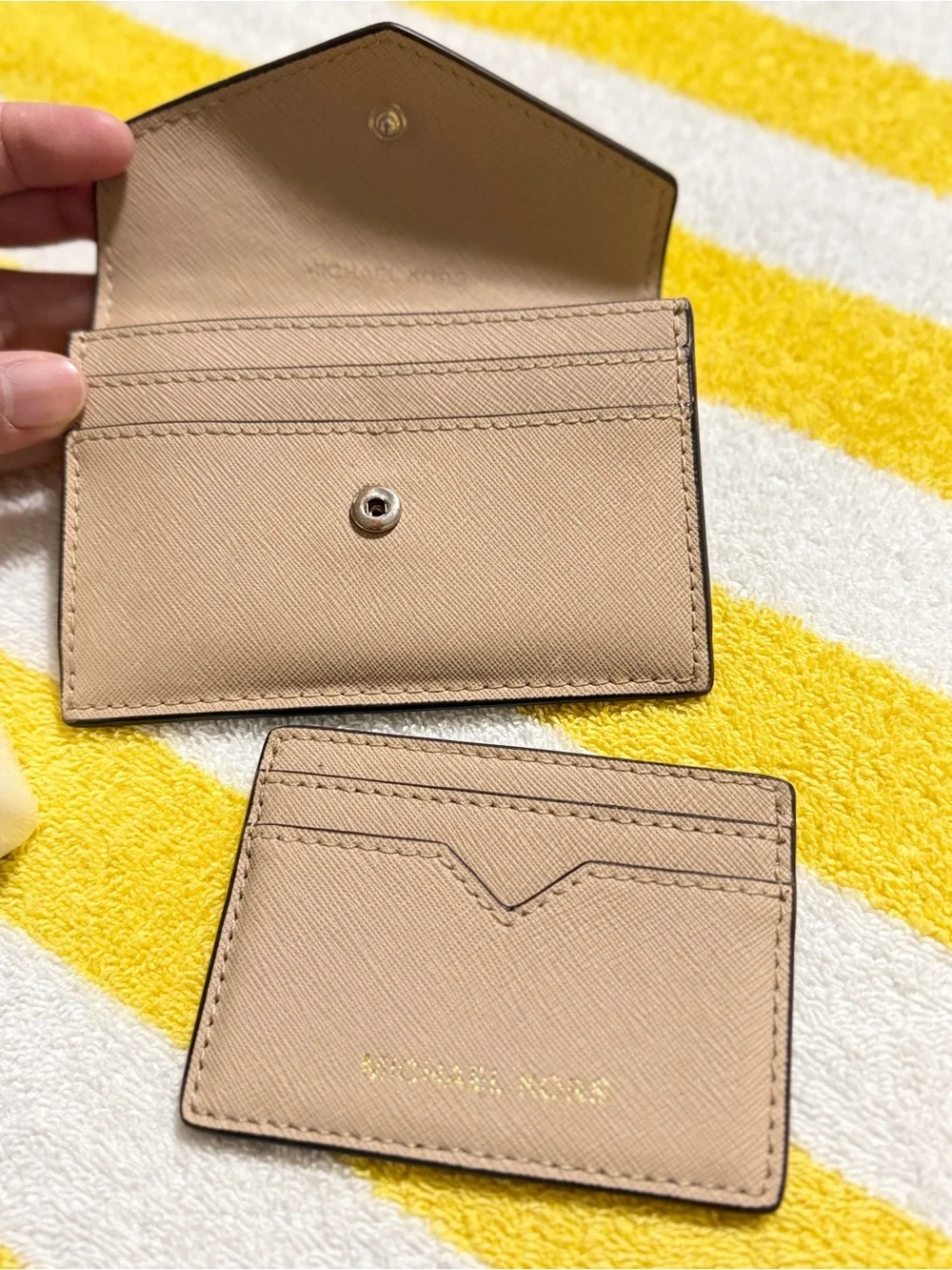 Michael Kors Beige Saffiano Leather Card Holder Set